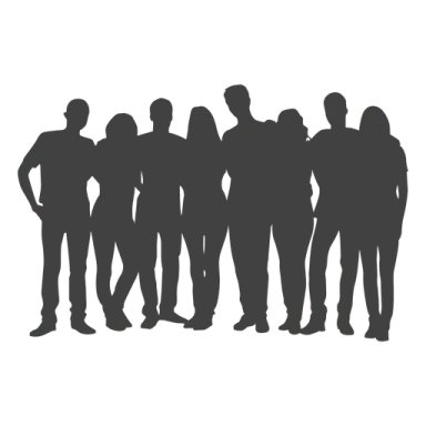 a group of people silhouetted against a white background