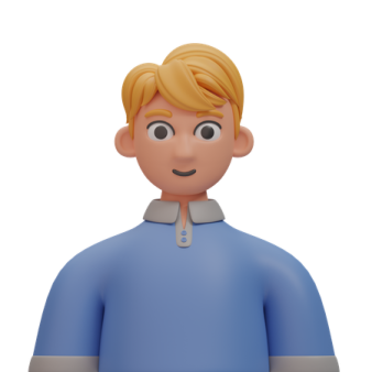 a man with blonde hair and blue shirt