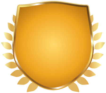 a gold shield with leaves on it