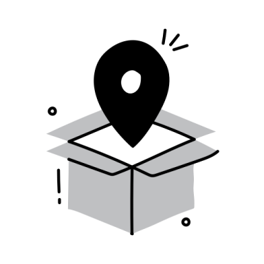 a box with a pin on top of it