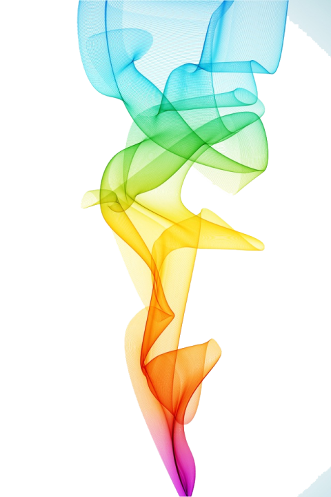 a rainbow colored smoke on a white background