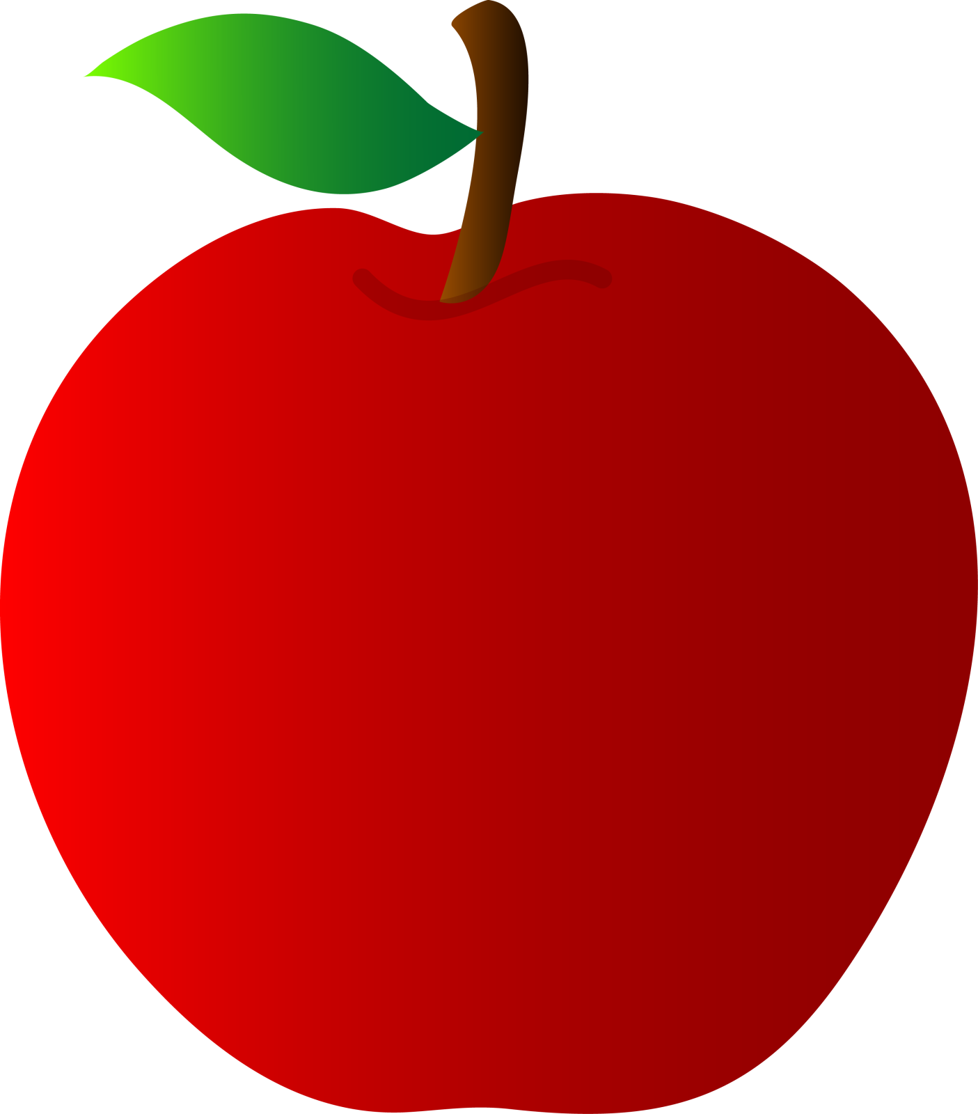 an apple with a green leaf on top