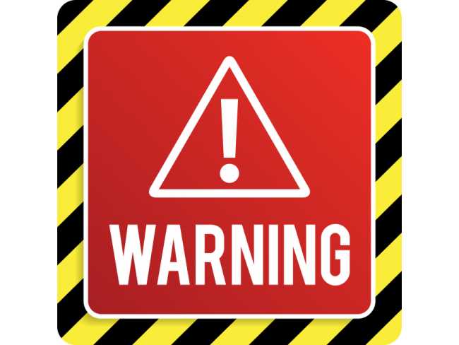 a warning sign on a white background
