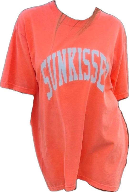 an orange t - shirt with the word sunk on it