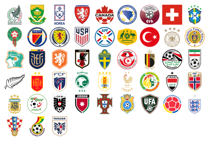a large collection of different soccer logos