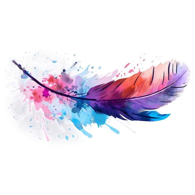 a colorful feather on a white background