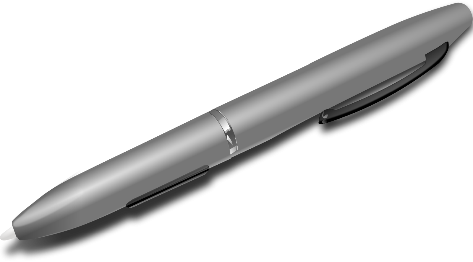a black ballpoint pen on a white background