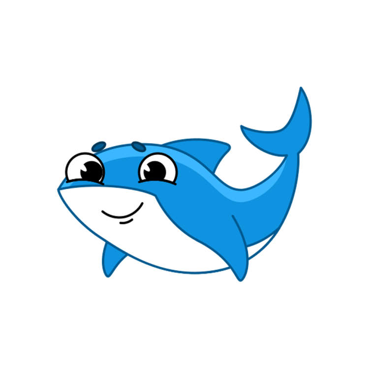 a cartoon shark with a big smile