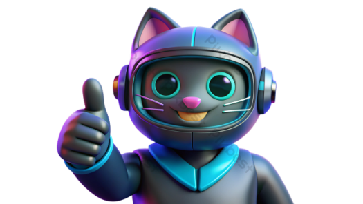 a black cat wearing headphones and giving the thumbs