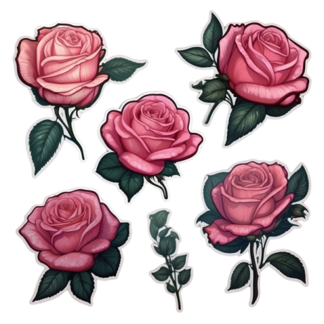 a set of pink roses
