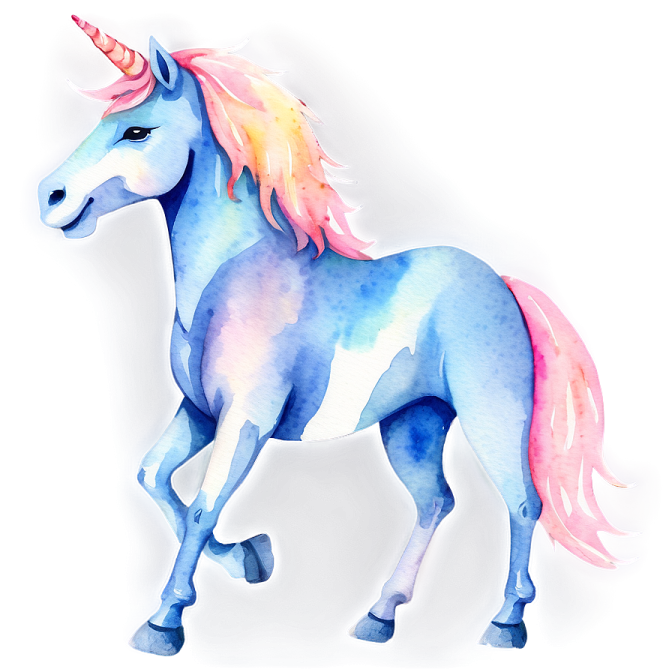 a watercolor drawing of a unicorn