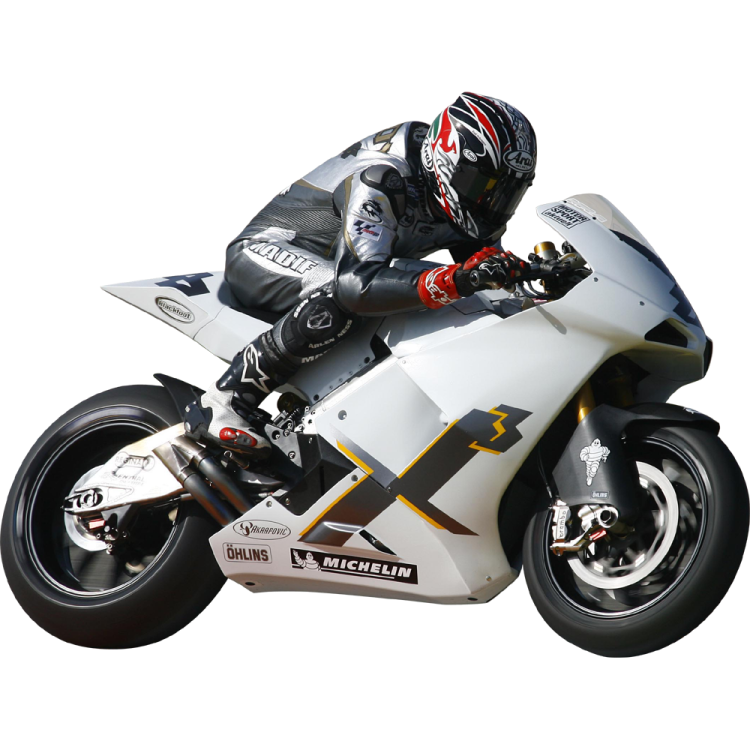 a man riding on the back of a white motorcycle