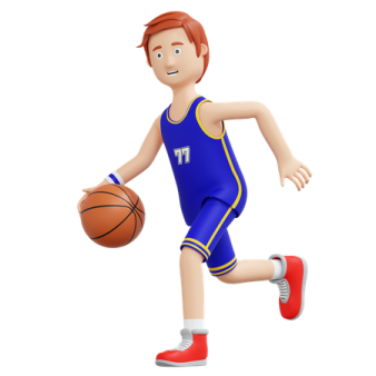 a cartoon basketball player running with a ball