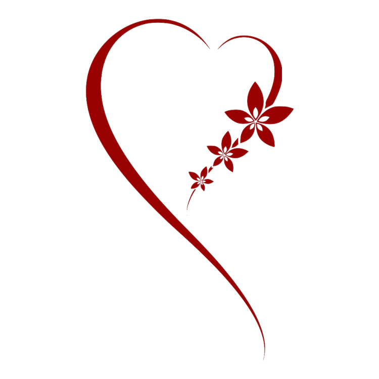 a red heart with a flower on it