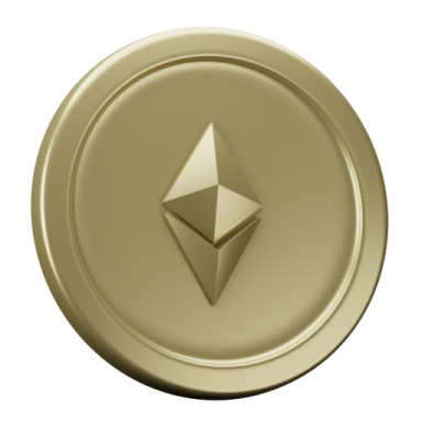 a gold coin with the ether logo