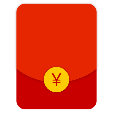 a red envelope with a gold coin on it