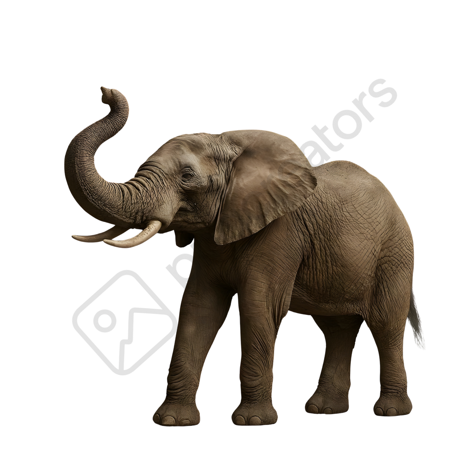 an elephant standing in front of a white background