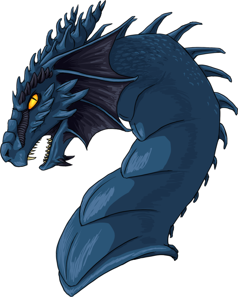 a black dragon with yellow eyes