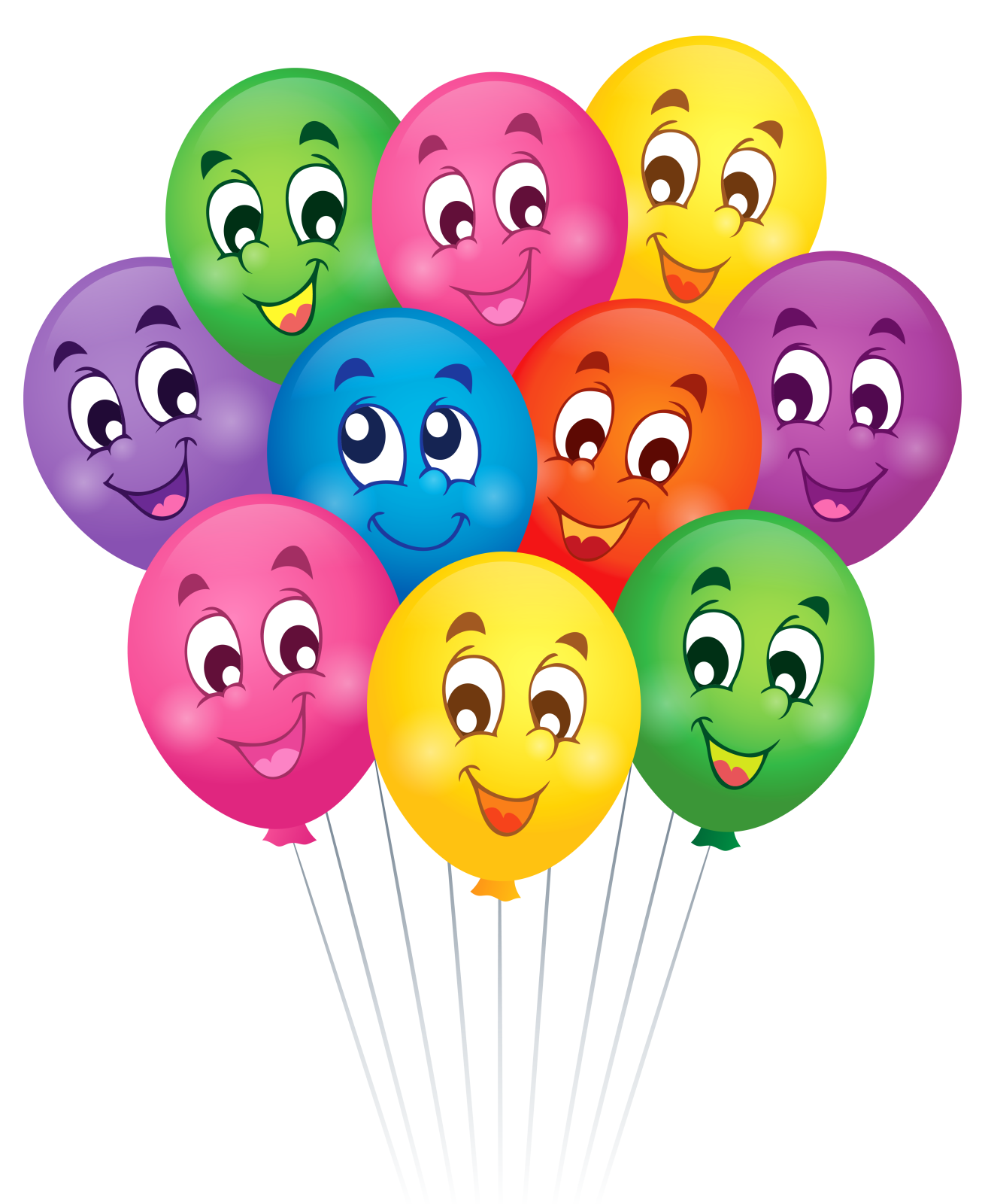 a bunch of balloons with smiley faces