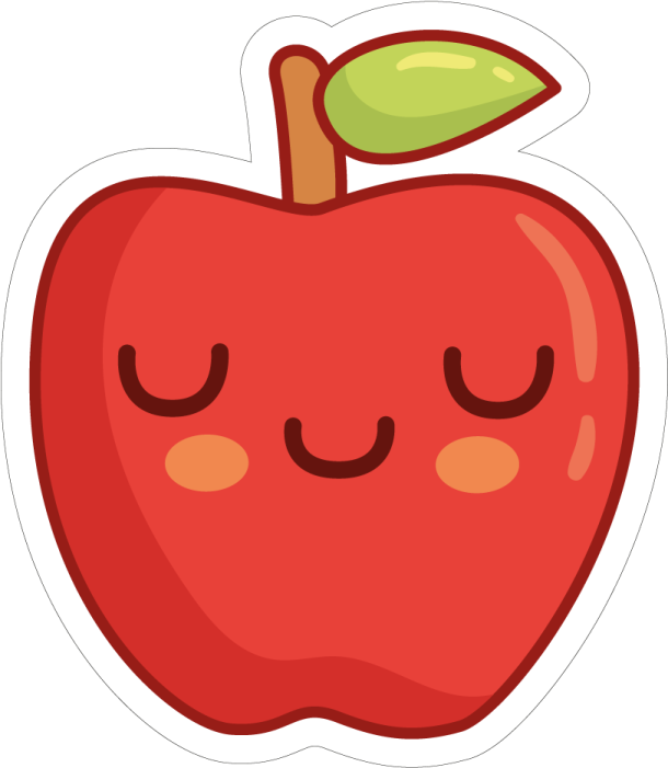a red apple with a green leaf on top of it