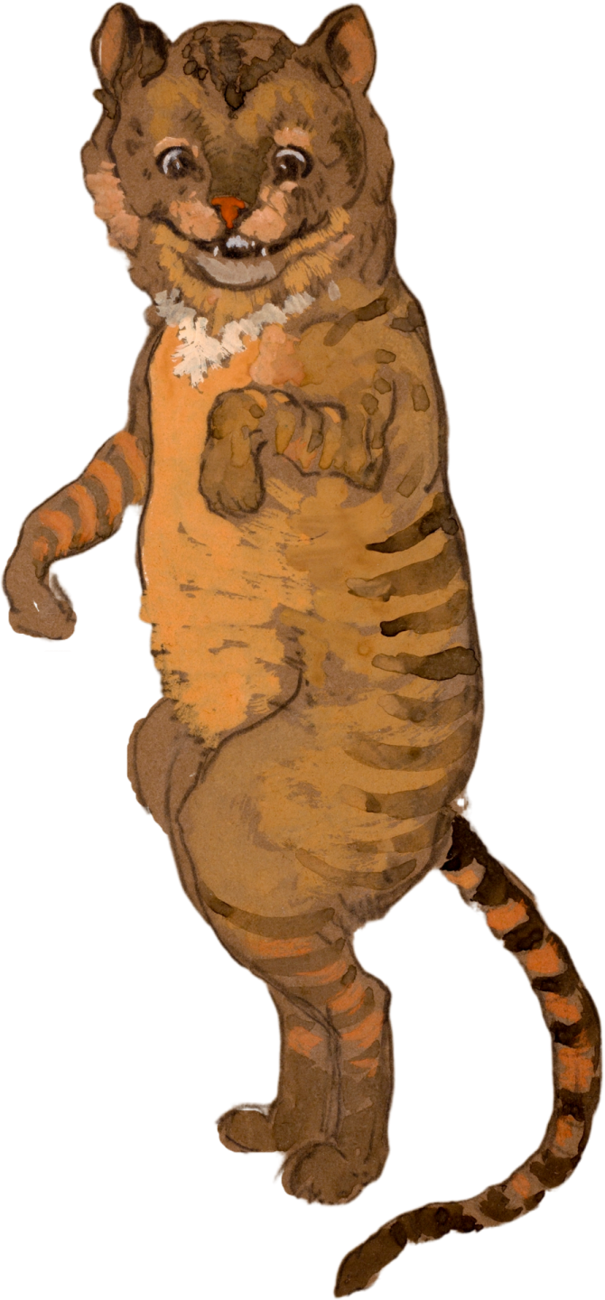 a drawing of a cat standing on its hind