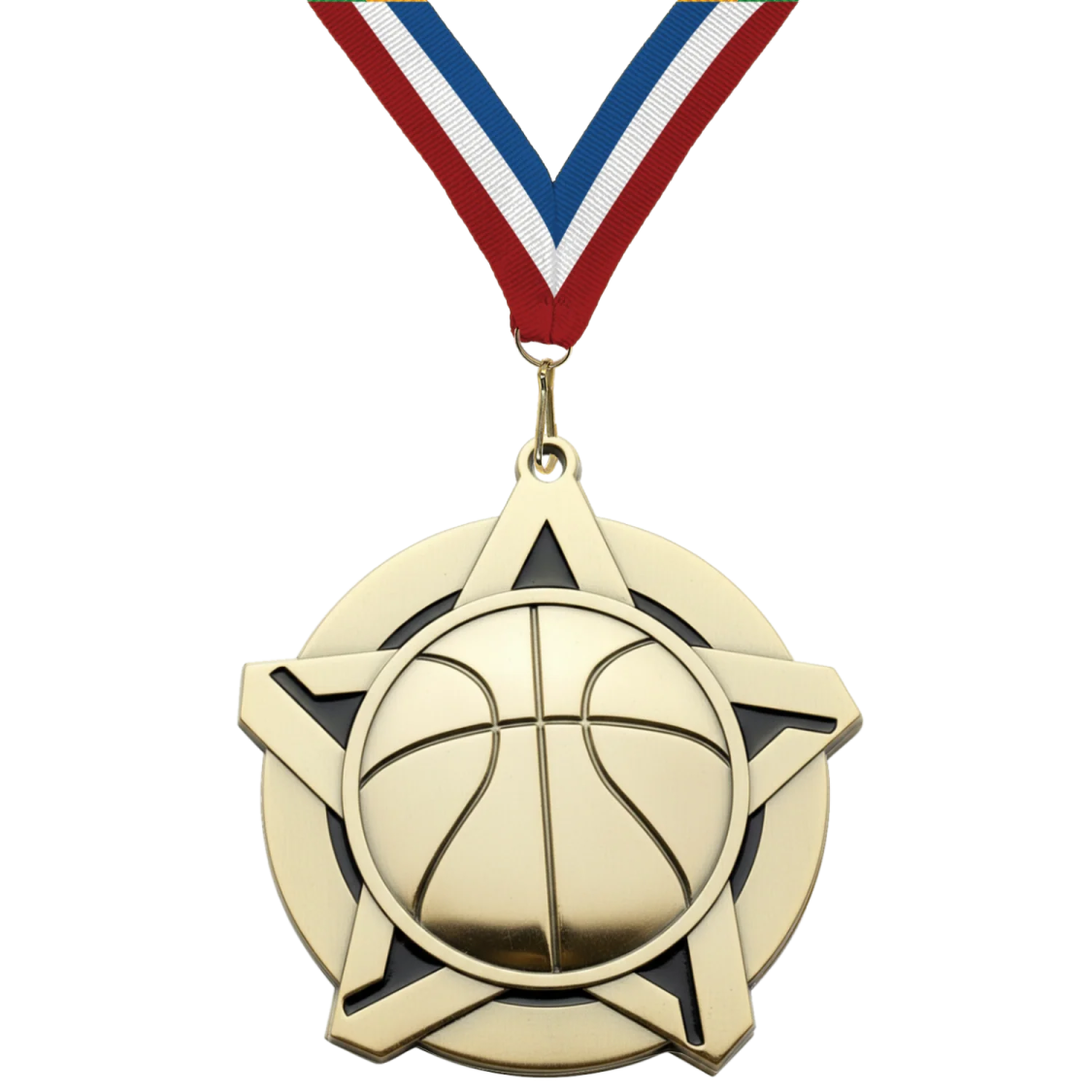 a gold medal with a ribbon around it