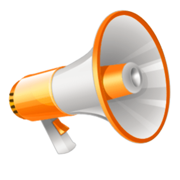 an orange and white megaphone on a white background