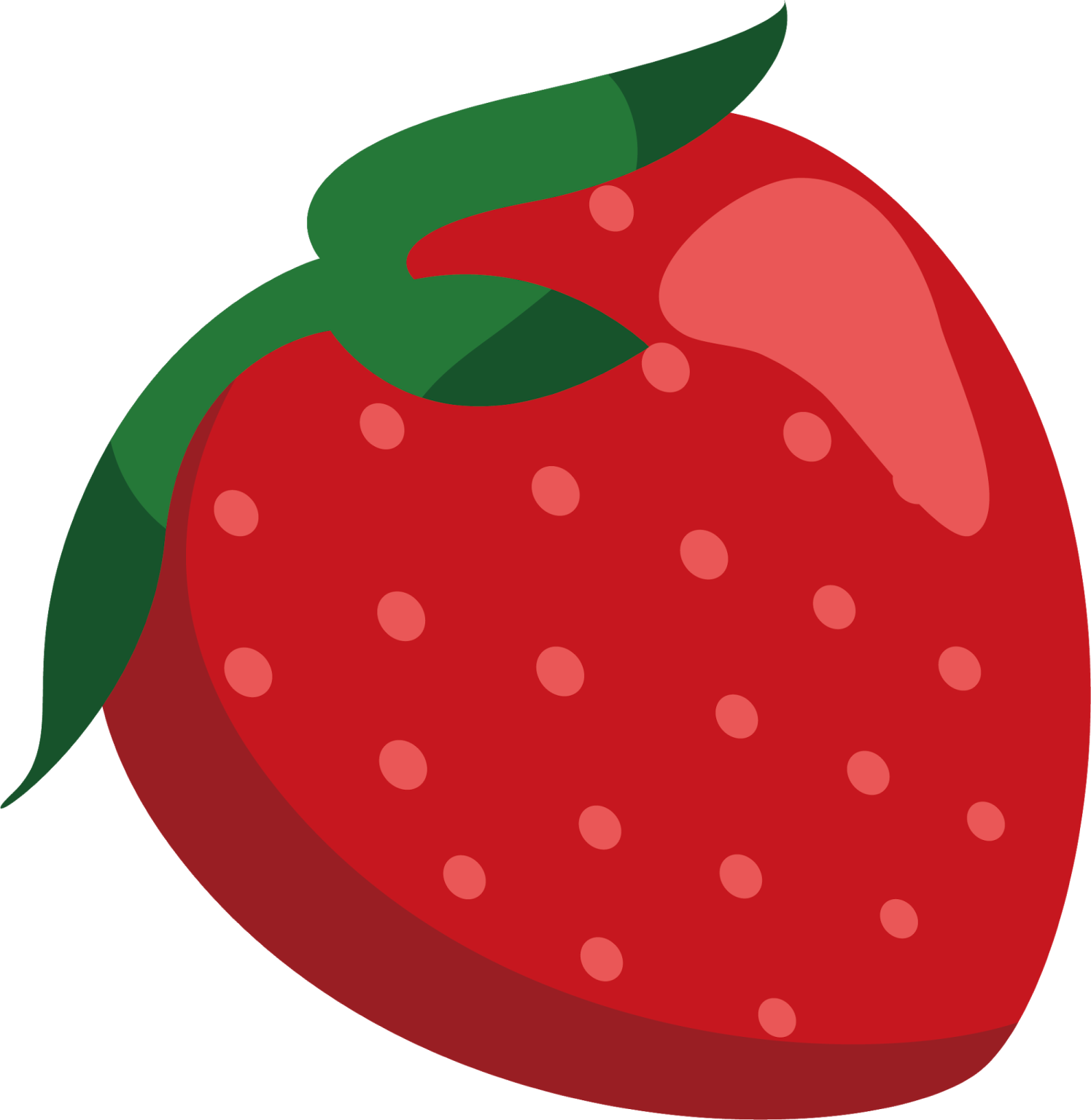 a red strawberry with green leaves on it