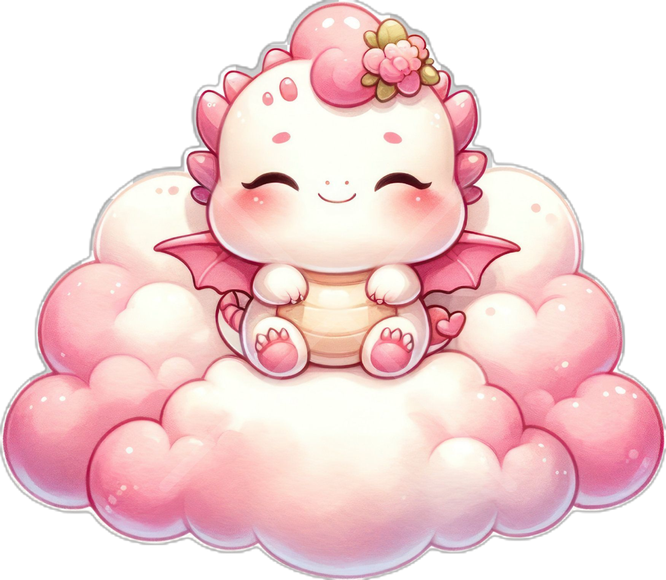 a cute little unicorn sitting on top of a cloud