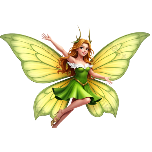 a woman dressed as a fairy with green wings