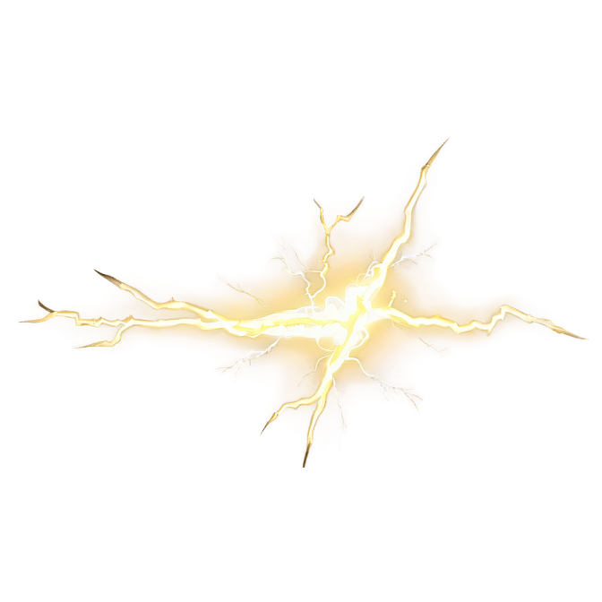 a yellow lightning on a white background