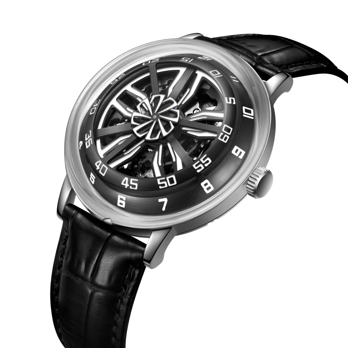 a black watch on a white background
