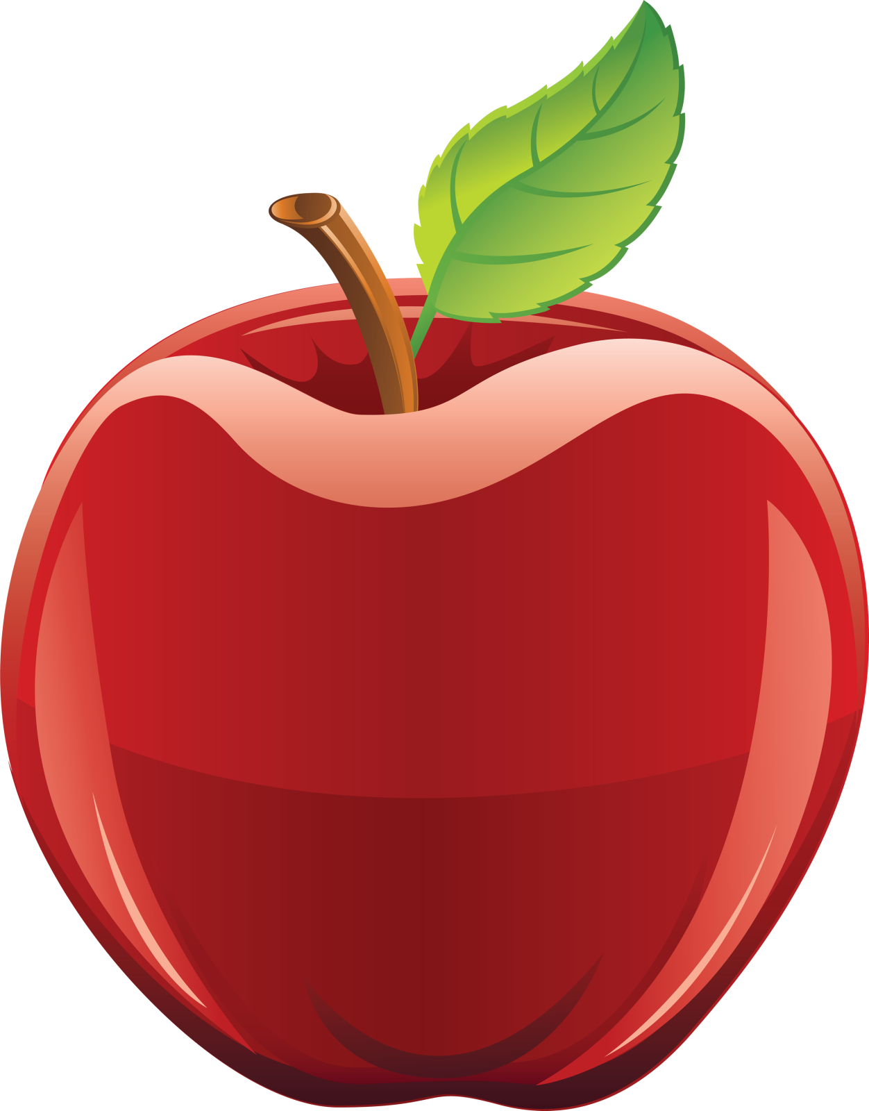 an apple with a leaf on it