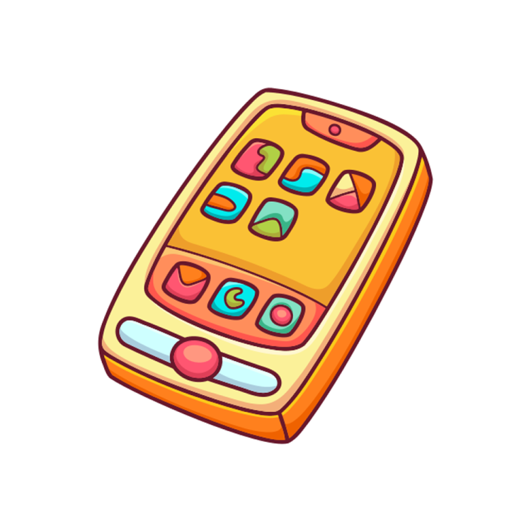 a cell phone with colorful shapes on it