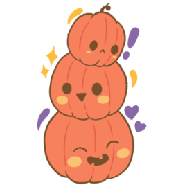 three pumpkins with faces on them