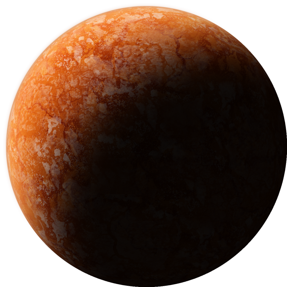 a close up view of an orange planet