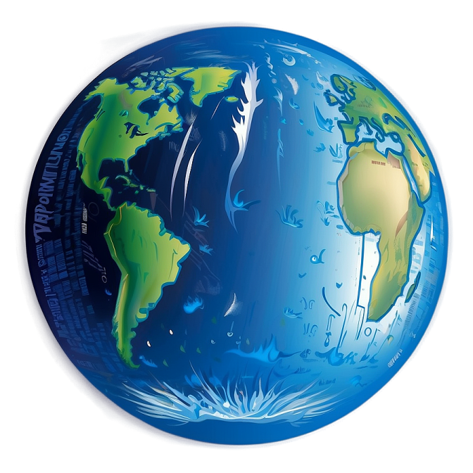 a blue and green globe on a white background