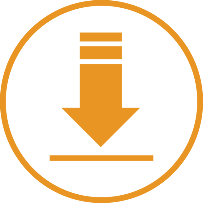an orange arrow pointing up in a circle