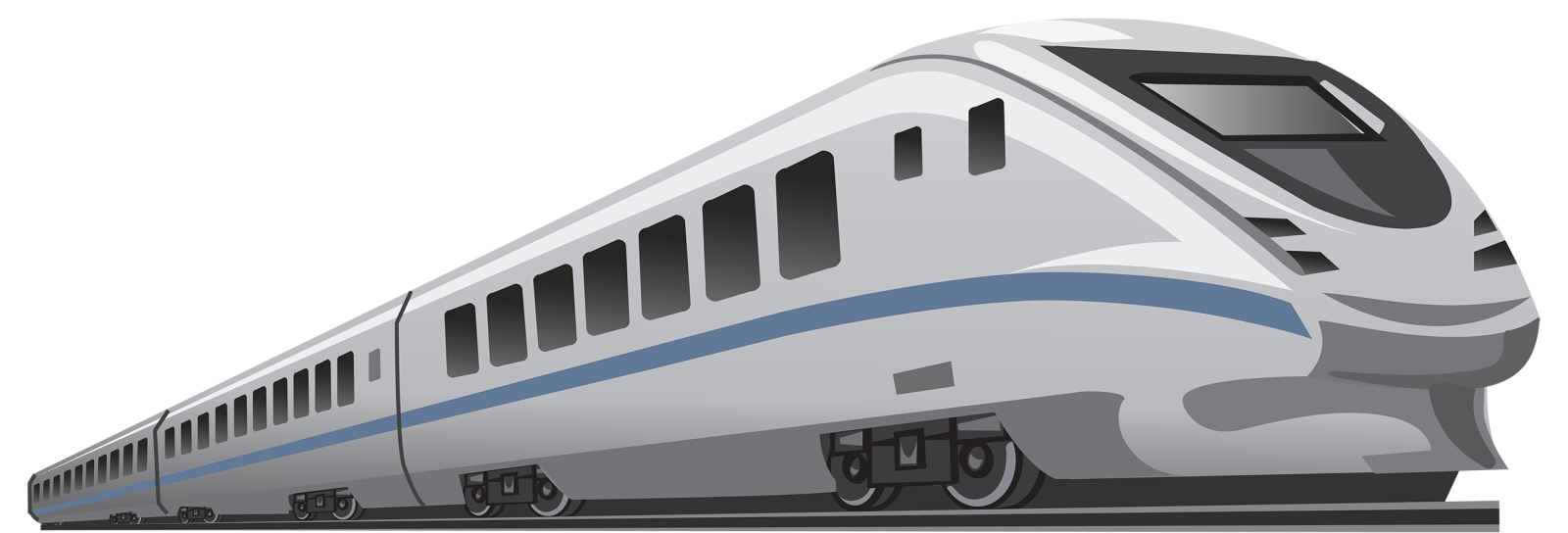a blue and white train on the tracks