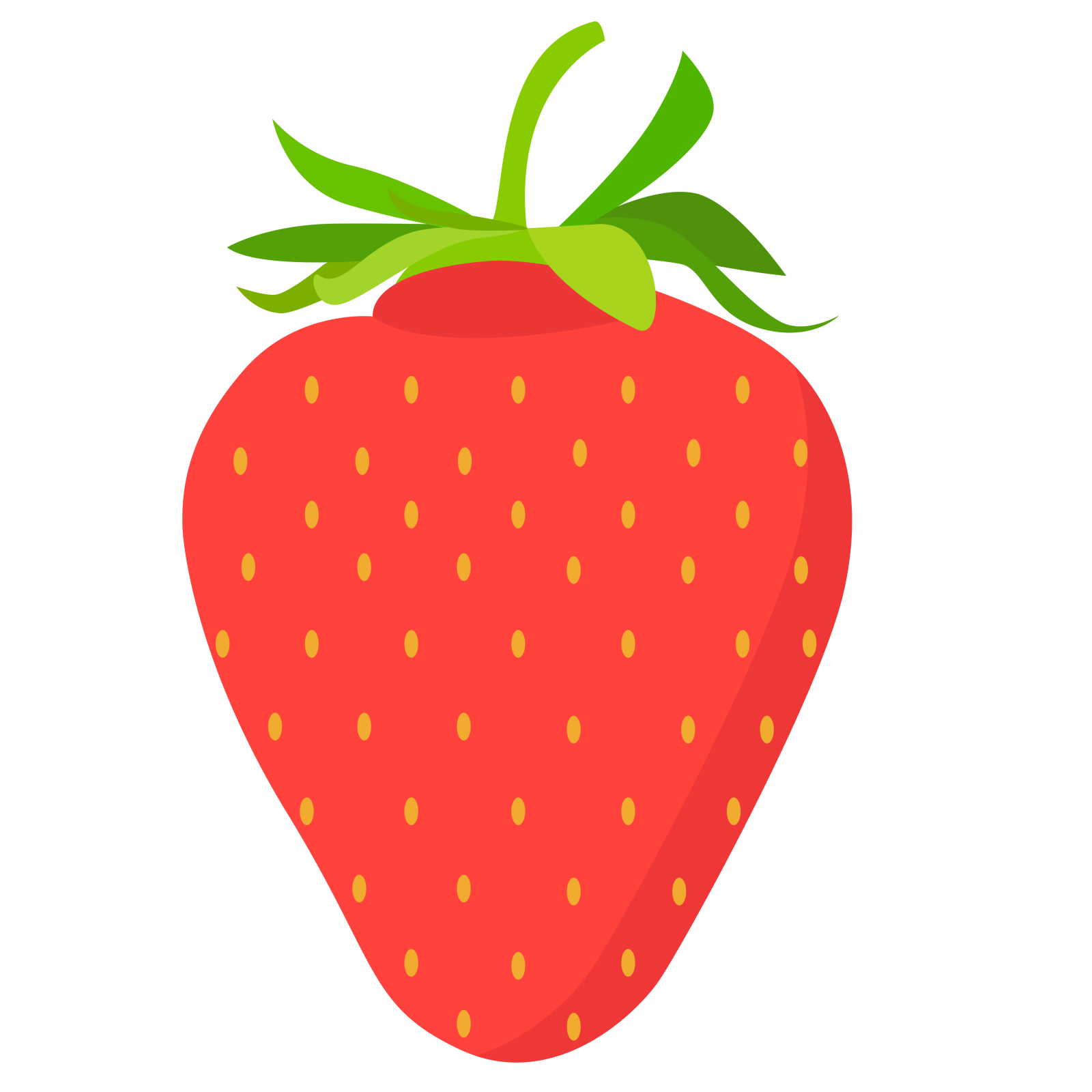 a strawberry with green leaves on it