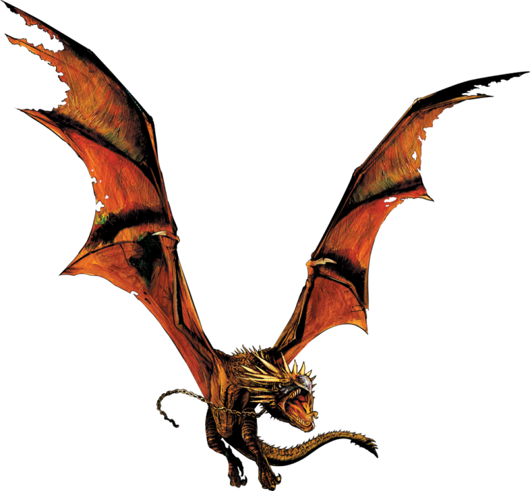 a red dragon flying through the air