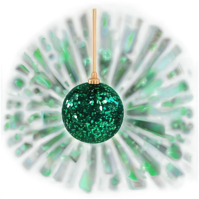 a green christmas ball hanging on a white background