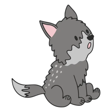 a drawing of a wolf sitting down