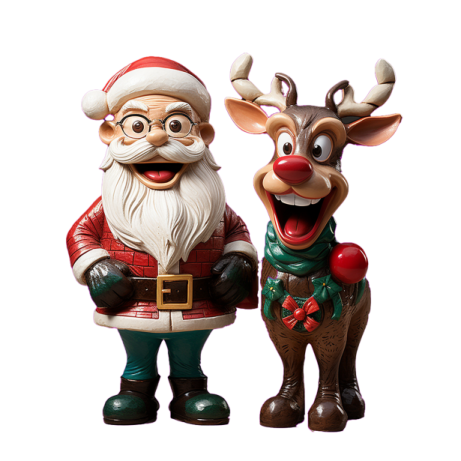 a couple of reindeers standing next to each other reindeer