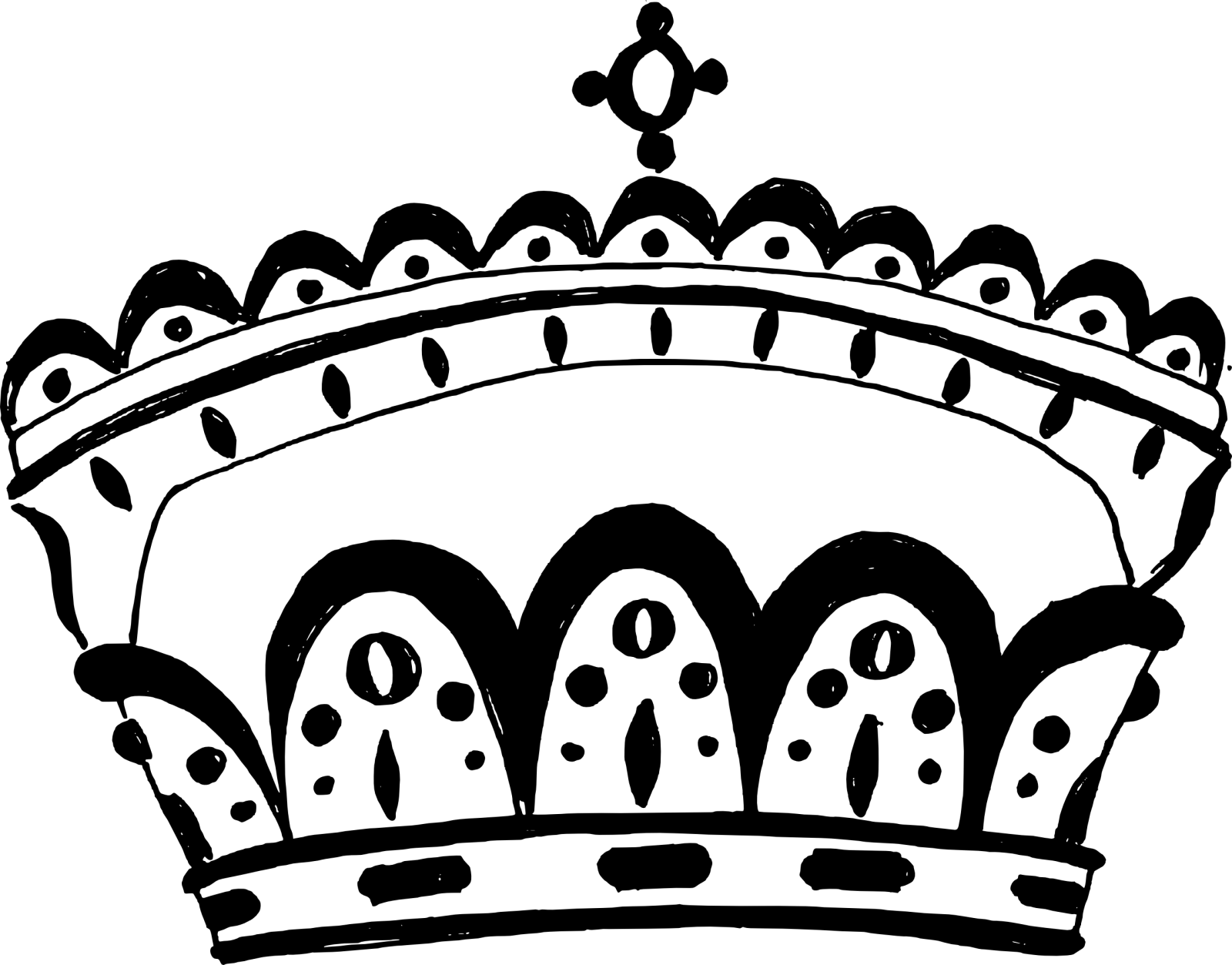 a black and white drawing of a crown