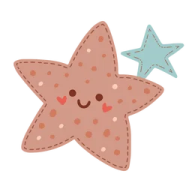 a brown star with blue stars on it