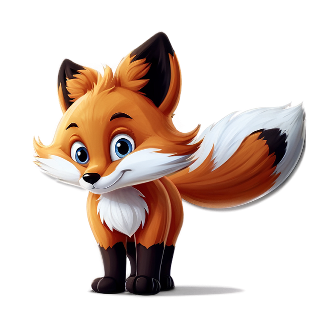 an illustration of a cute fox with big eyes
