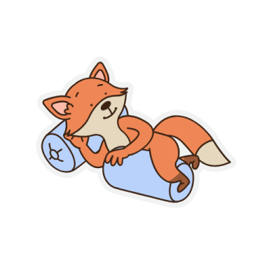 a cartoon fox sleeping on its back