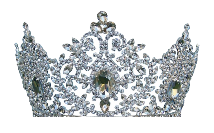 a silver tia with crystals on it