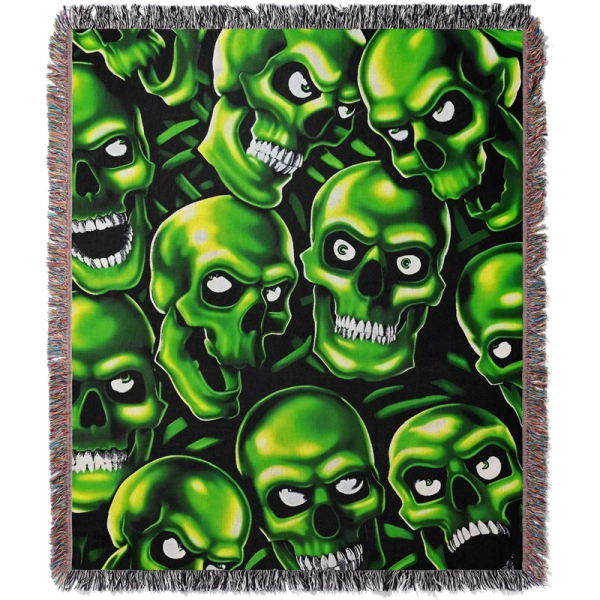 a green skull pattern on a black background